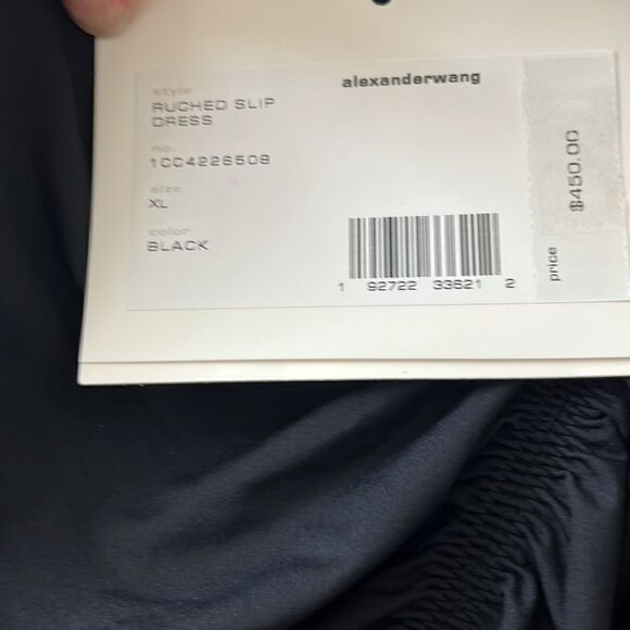 ALEXANDER WANG NWT Ruched Cami Slip Dress Black Size XL $450 - Picture 9 of 9